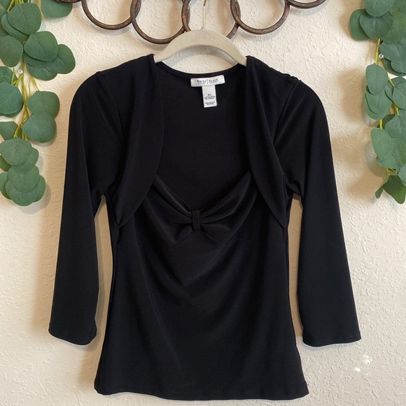 Vintage Y2K Sexy Black Built-In Bolero/Cardigan Top✨ - Picture 2 of 6